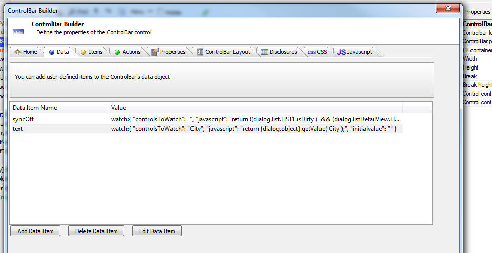 Controlbardata